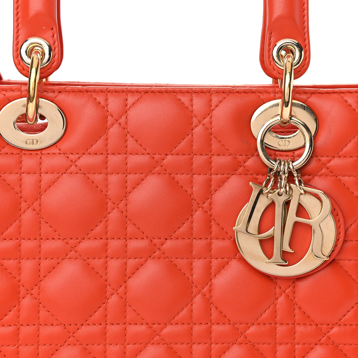 Christian Dior Lambskin Cannage Large Lady Dior Orange 8 of 11