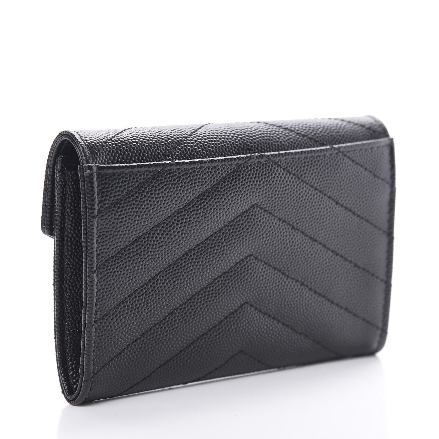 Grain De Poudre Matelasse Chevron Small Monogram Envelope Wallet Black