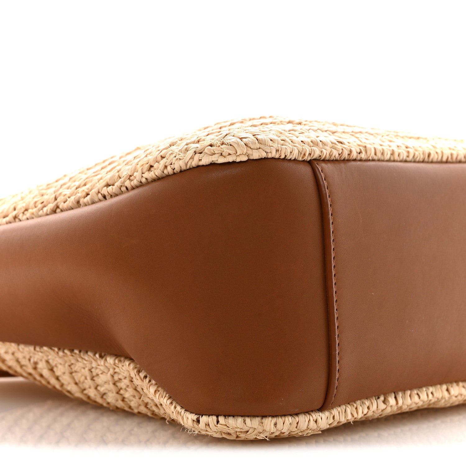 Saint Laurent Raffia Calfskin Le 5 A 7 Small Hobo Natural Brick 10 of 15