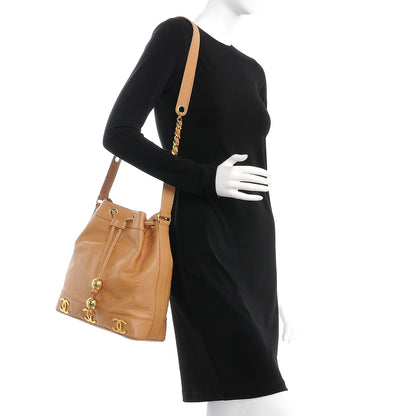 Chanel Caviar CC Drawstring Shoulder Bag Beige 2 of 11