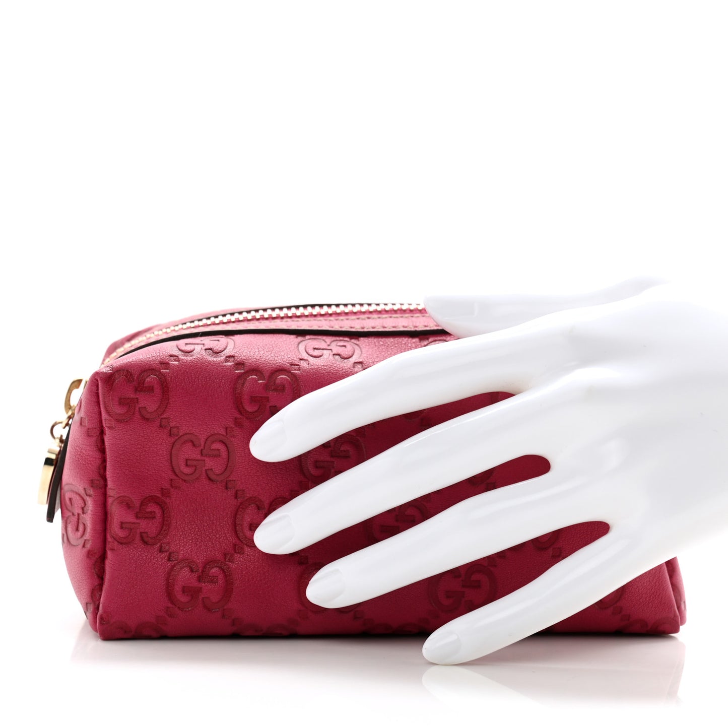 Metallic Guccissima Small Cosmetic Case Red
