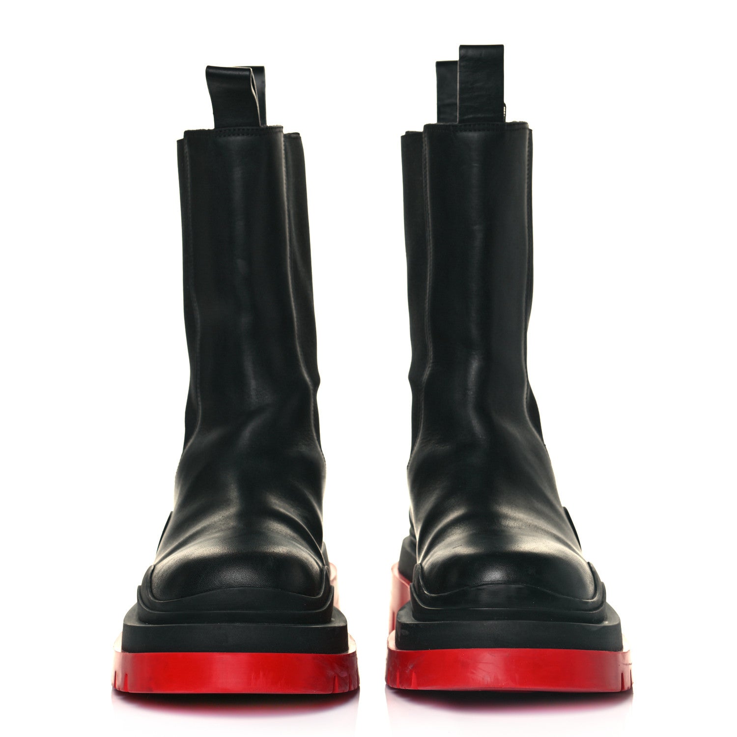 Bottega Veneta Calfskin The Tire Chelsea Boots 40 Black Bright Red 2 of 10