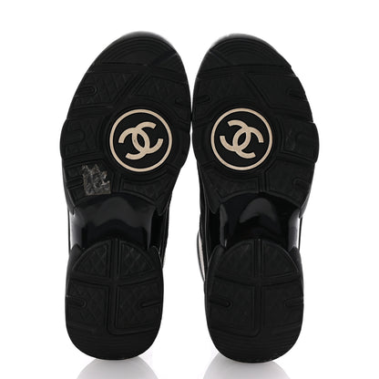 Chanel Lambskin Fabric CC Uniform Sneakers 39 Black 6 of 8