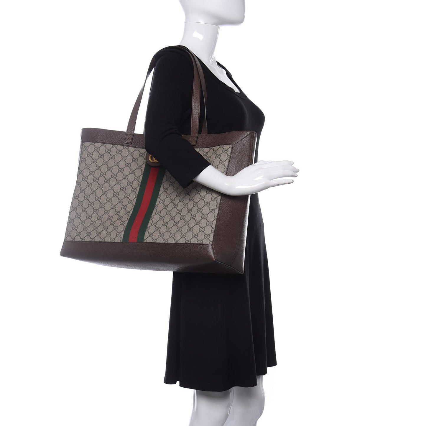 GG Supreme Monogram Web Large Ophidia Tote Brown