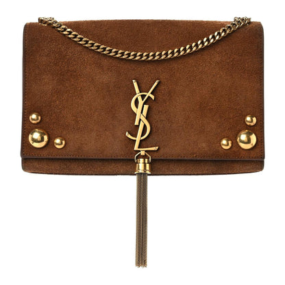 Saint Laurent Suede Studded Medium Classic Monogram Kate Tassel Satchel Light Ochre 1 of 17