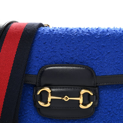 Gucci Casy Wool Azalea Calfskin Mini Horsebit 1955 Shoulder Bag Blue China 8 of 10
