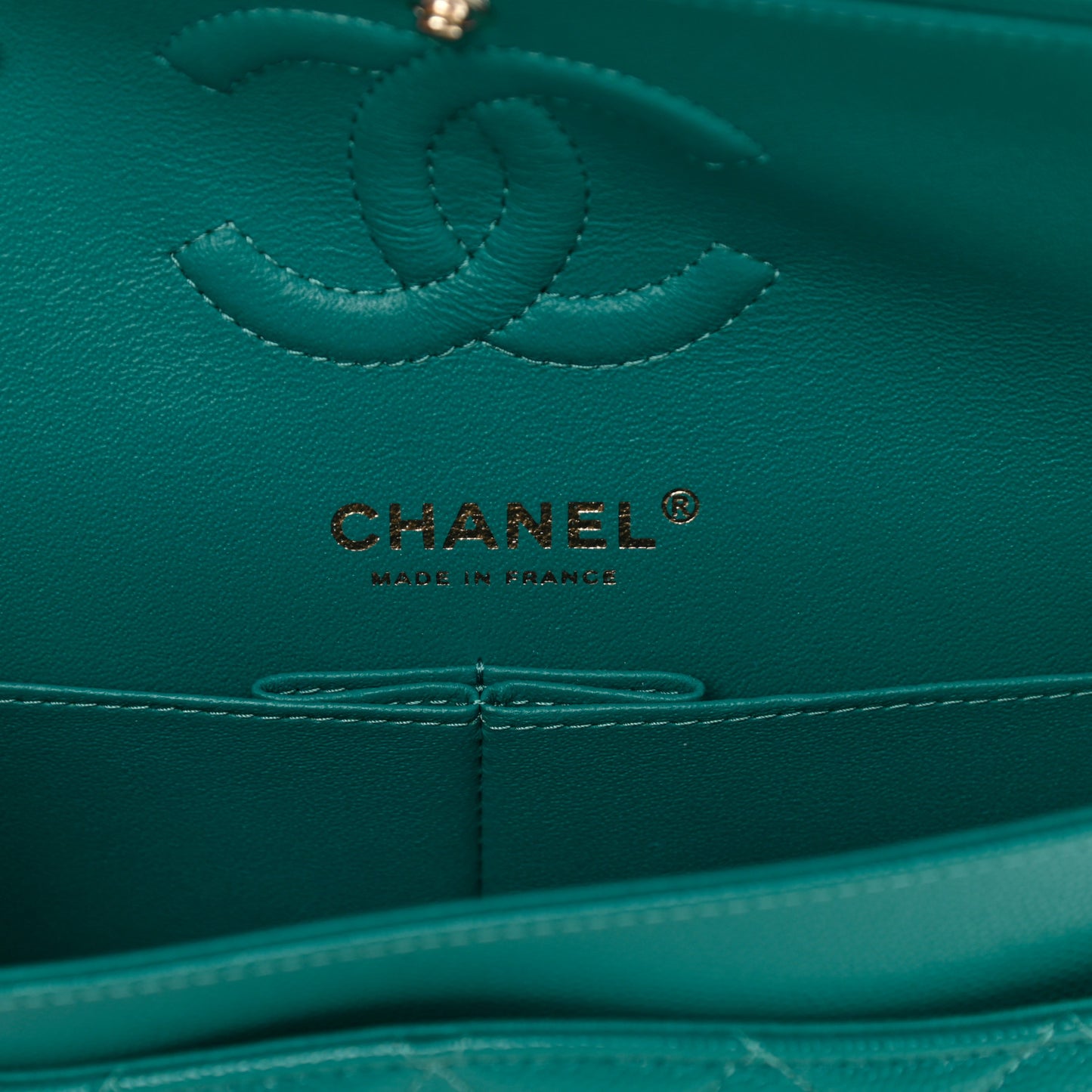 Caviar Quilted Small Double Flap Green