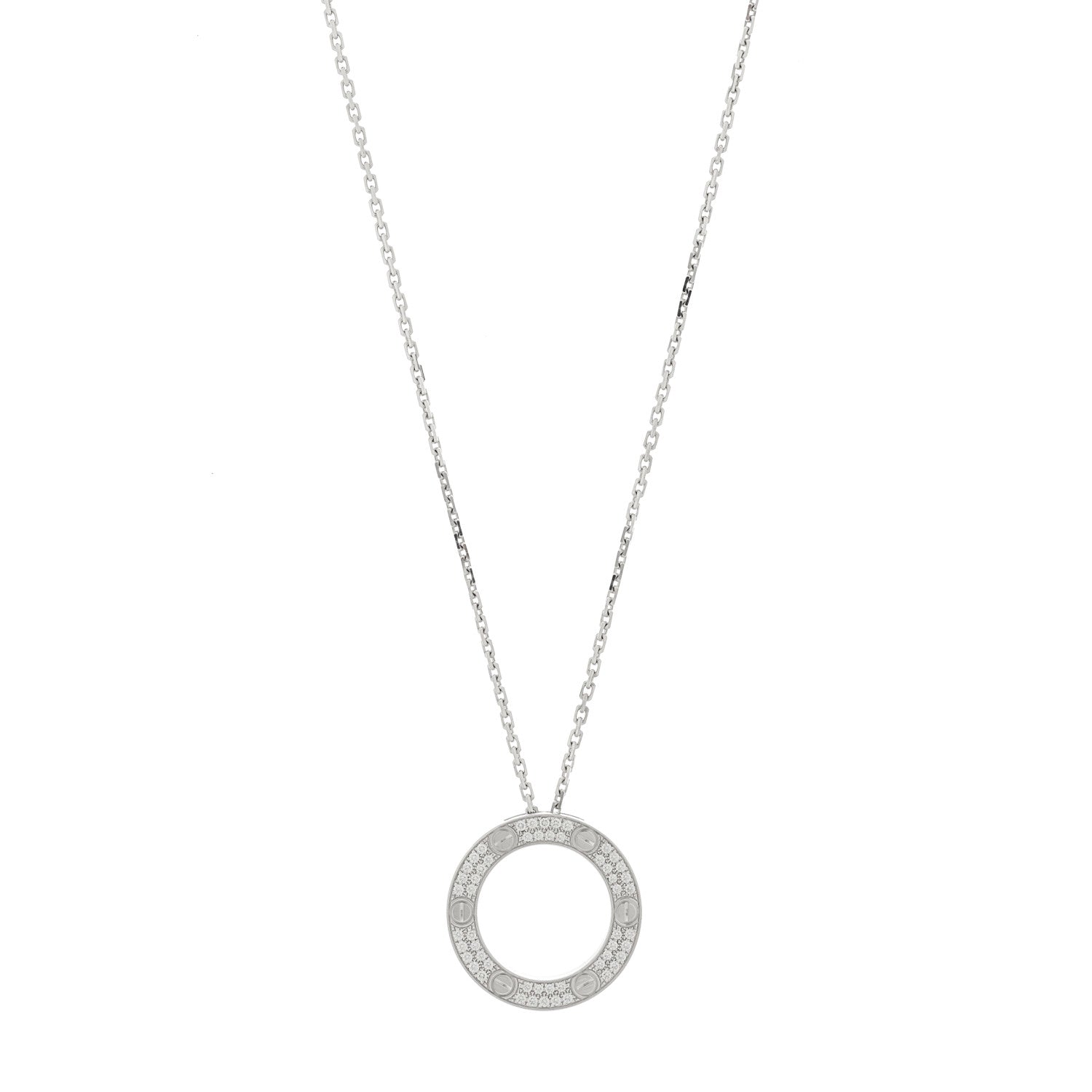 Cartier 18K White Gold Diamond LOVE Paved Necklace 1 of 6