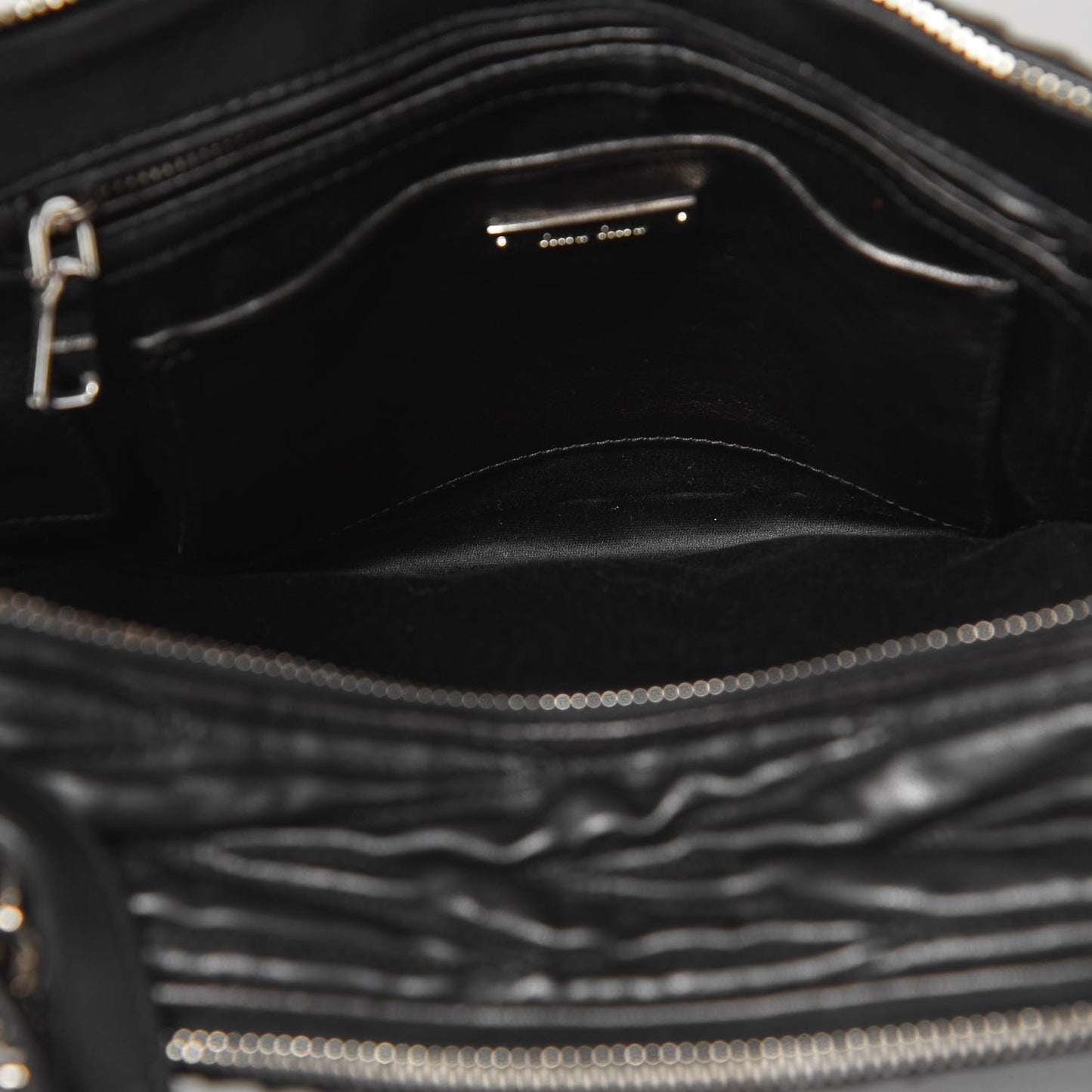 Nappa Matelasse Double Zip Shoulder Bag Black