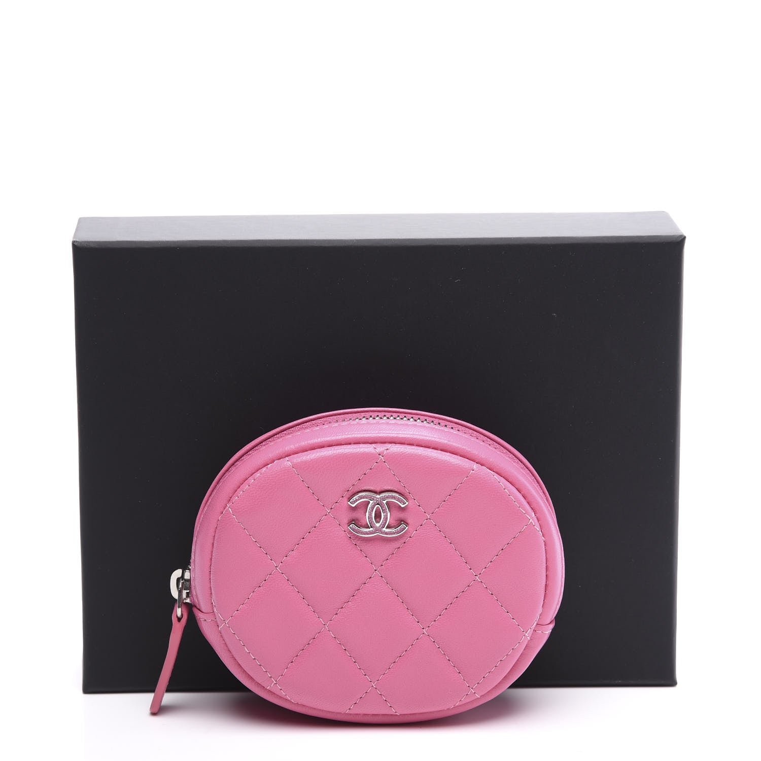 Chanel Lambskin Quilted Zip Around Classic Coin Purse Pink 9 of 9