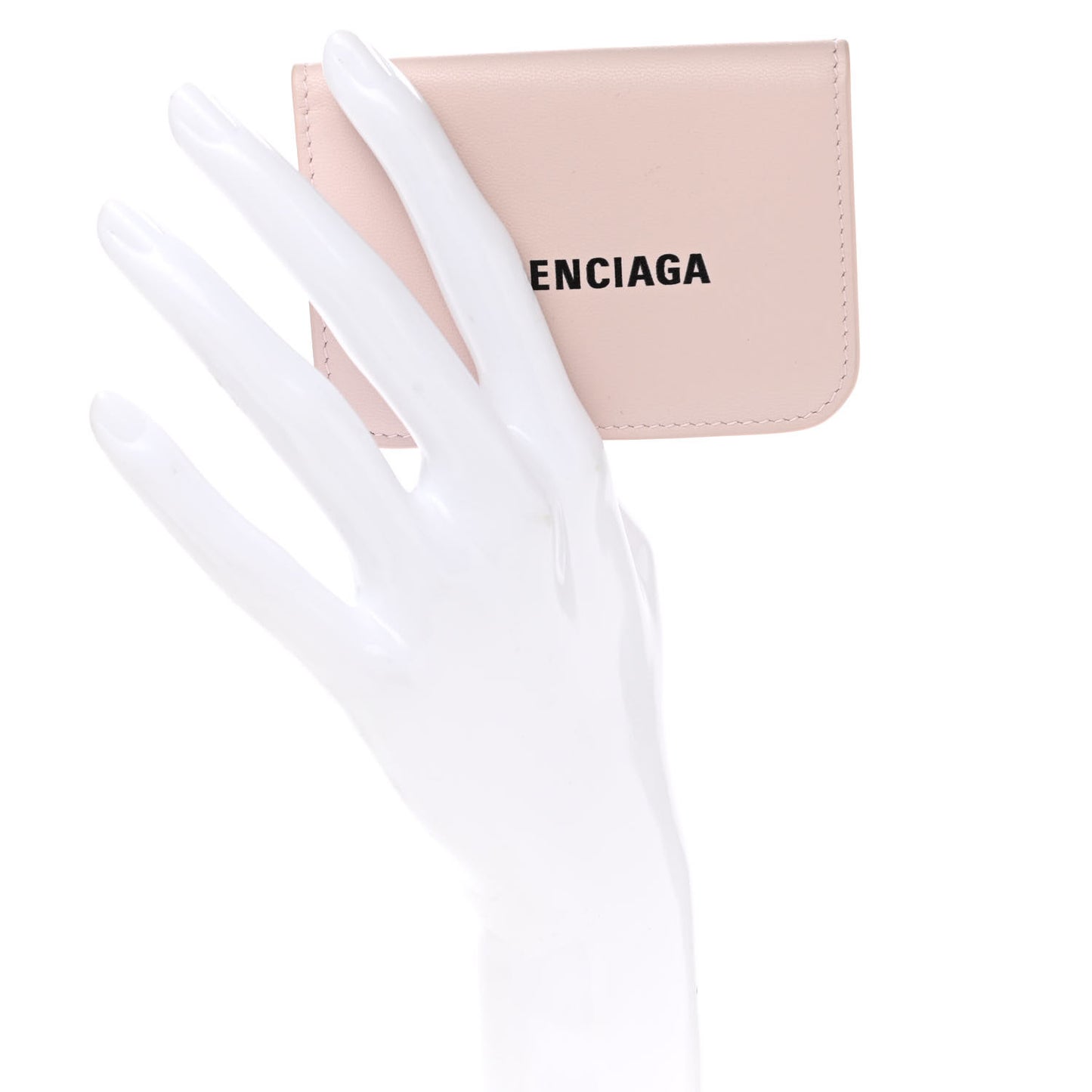 Flat Calfskin Logo Mini Cash Wallet Light Rose Black