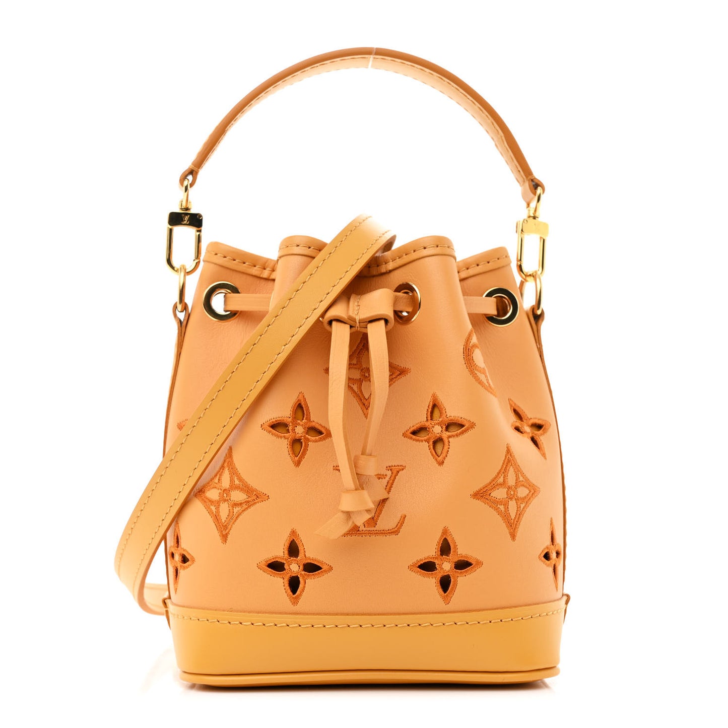 Perforated Calfskin Monogram Nano Noe Safran Yellow