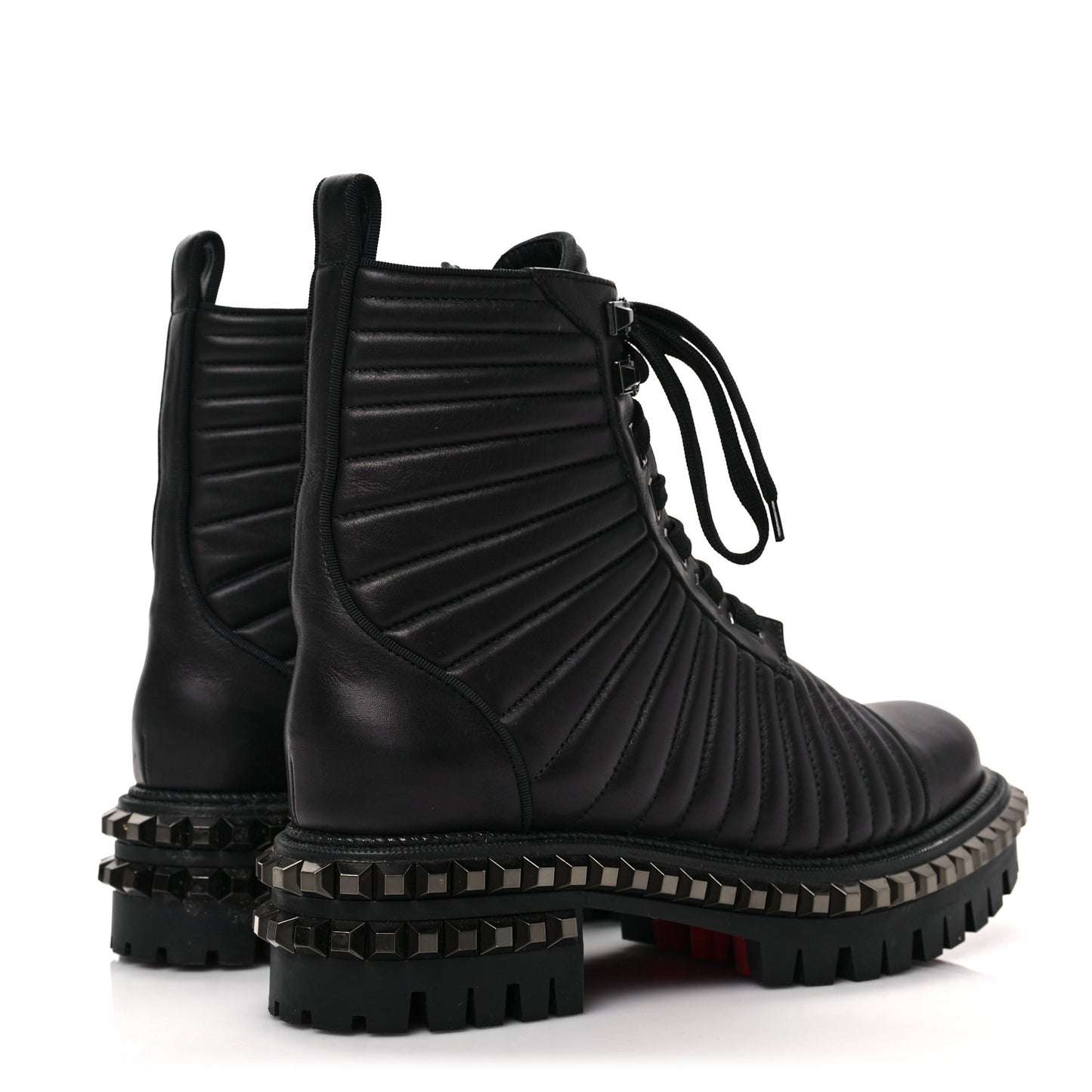 Calfskin Quilted Yetota Combat Boots 38 Black