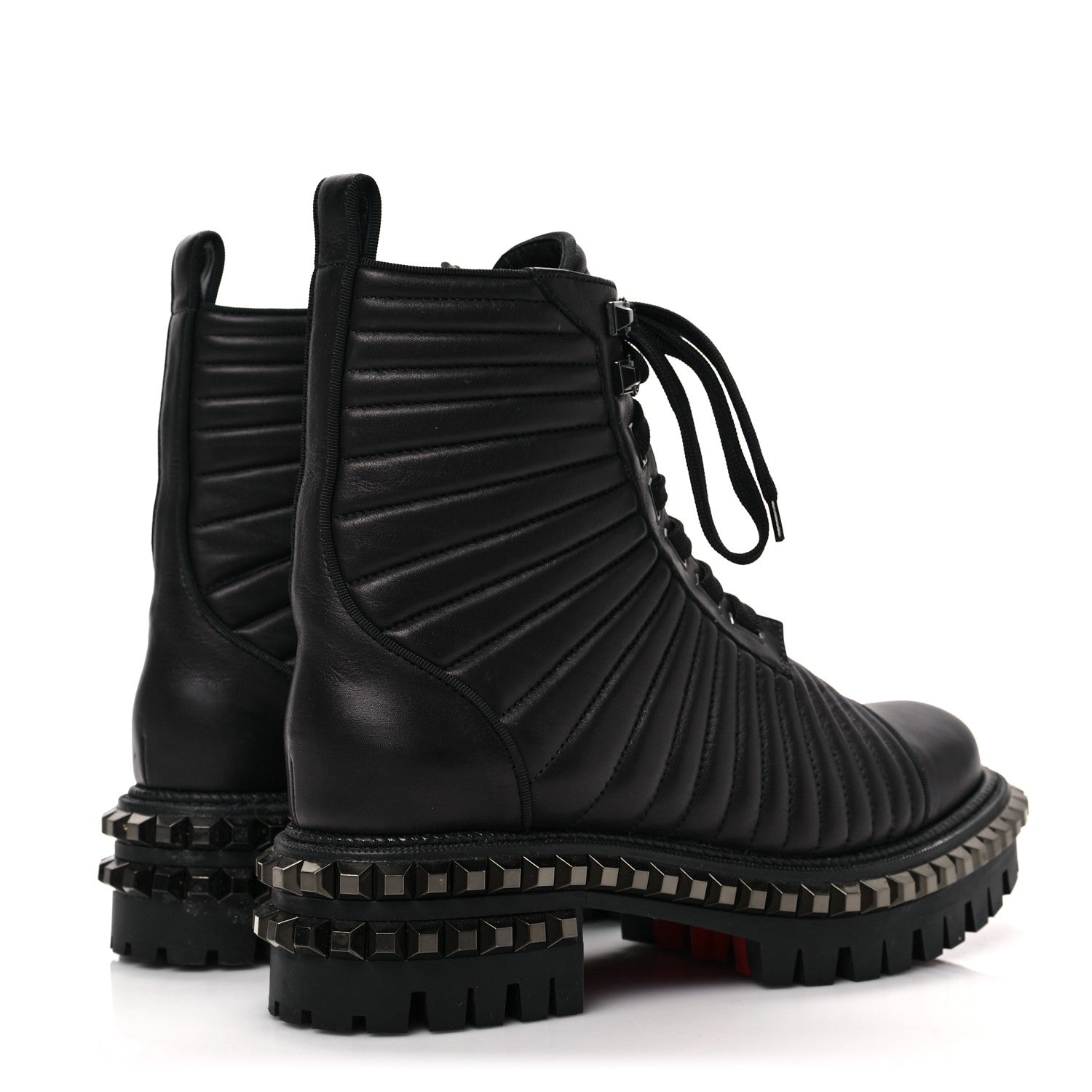 Christian Louboutin Calfskin Quilted Yetota Combat Boots 38 Black 4 of 6