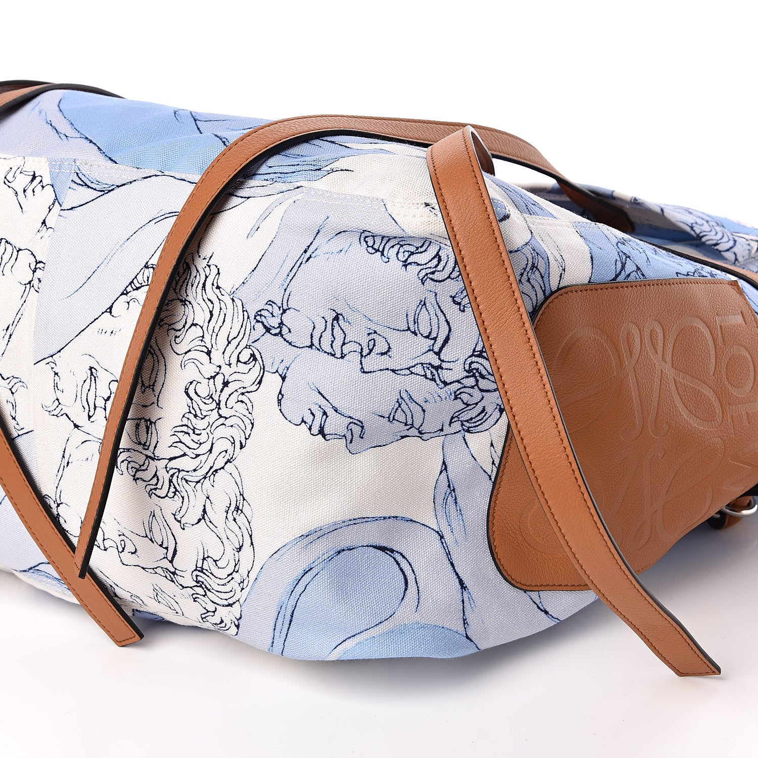 Loewe Canvas Print Faces Trimmed Shoulder Bag Light Blue White 9 of 10