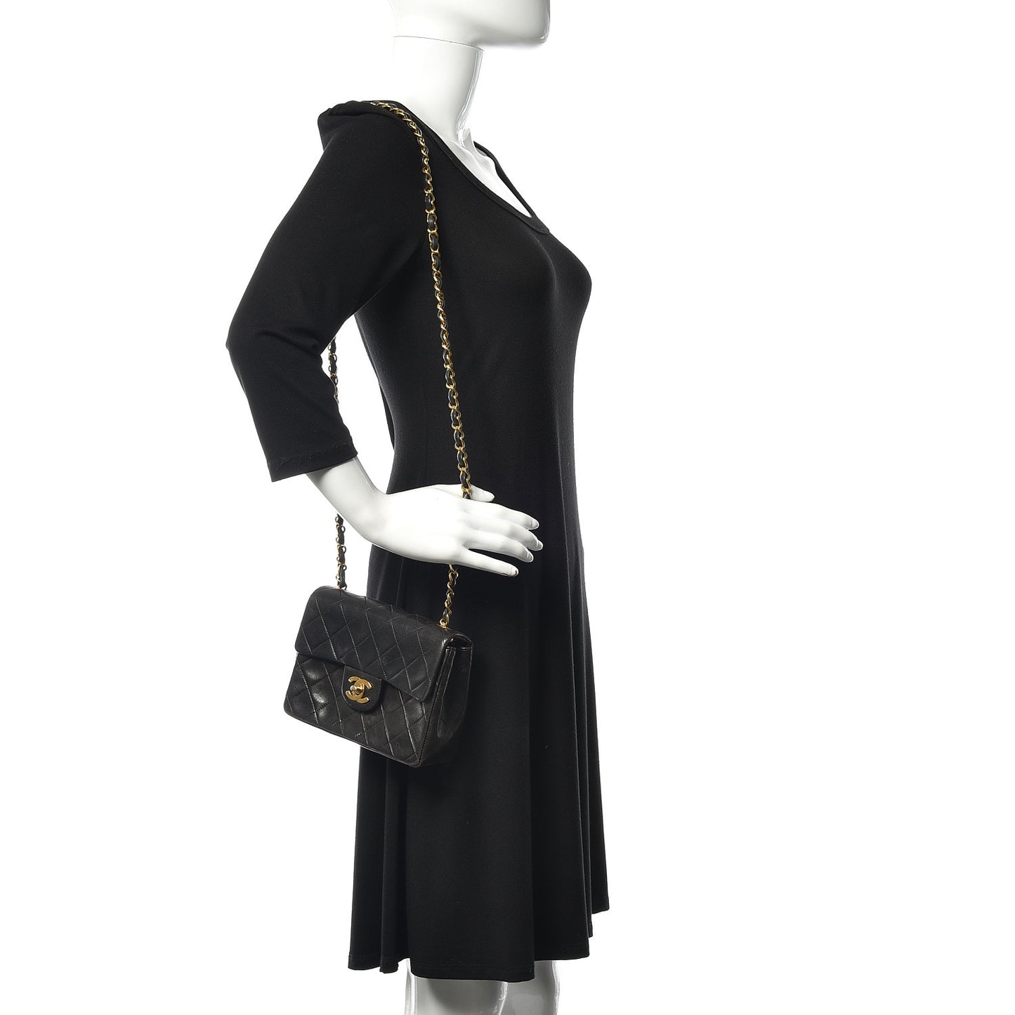 Lambskin Quilted Mini Square Flap Bag Black