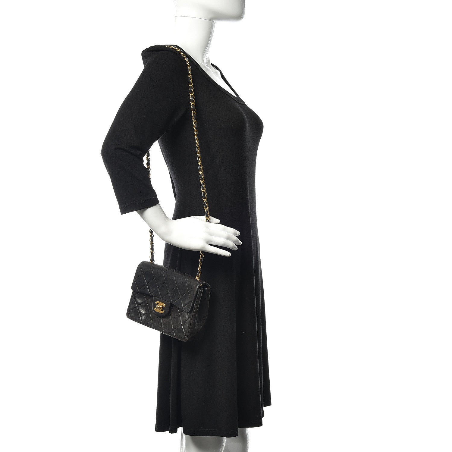 Chanel Lambskin Quilted Mini Square Flap Bag Black 2 of 14