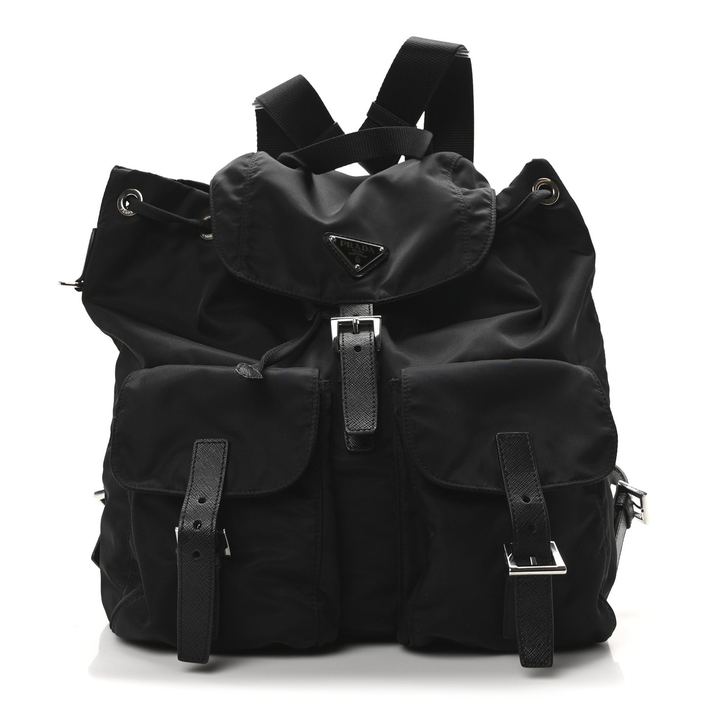 Re-Nylon Vela Saffiano Medium Backpack Black