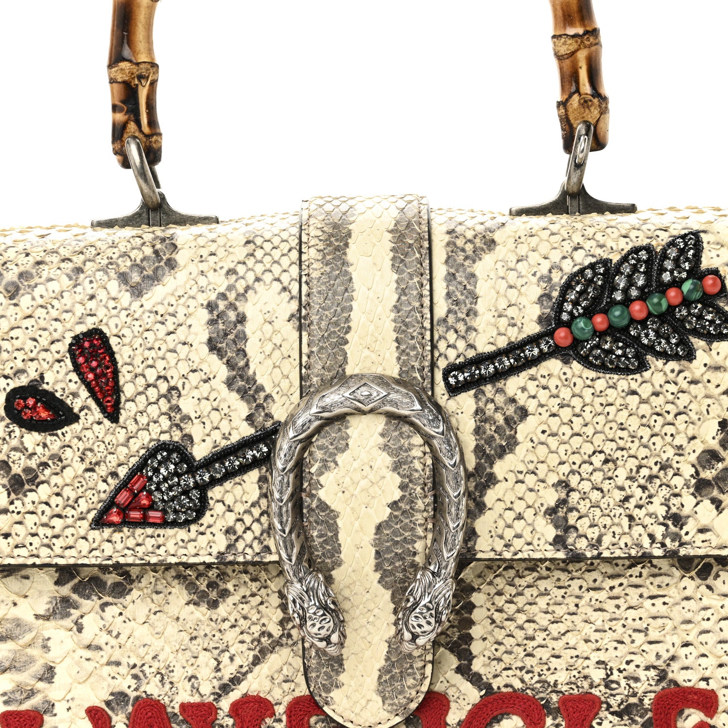 Gucci Snakeskin Bamboo Web Medium L'Aveugle Par Amour Dionysus Top