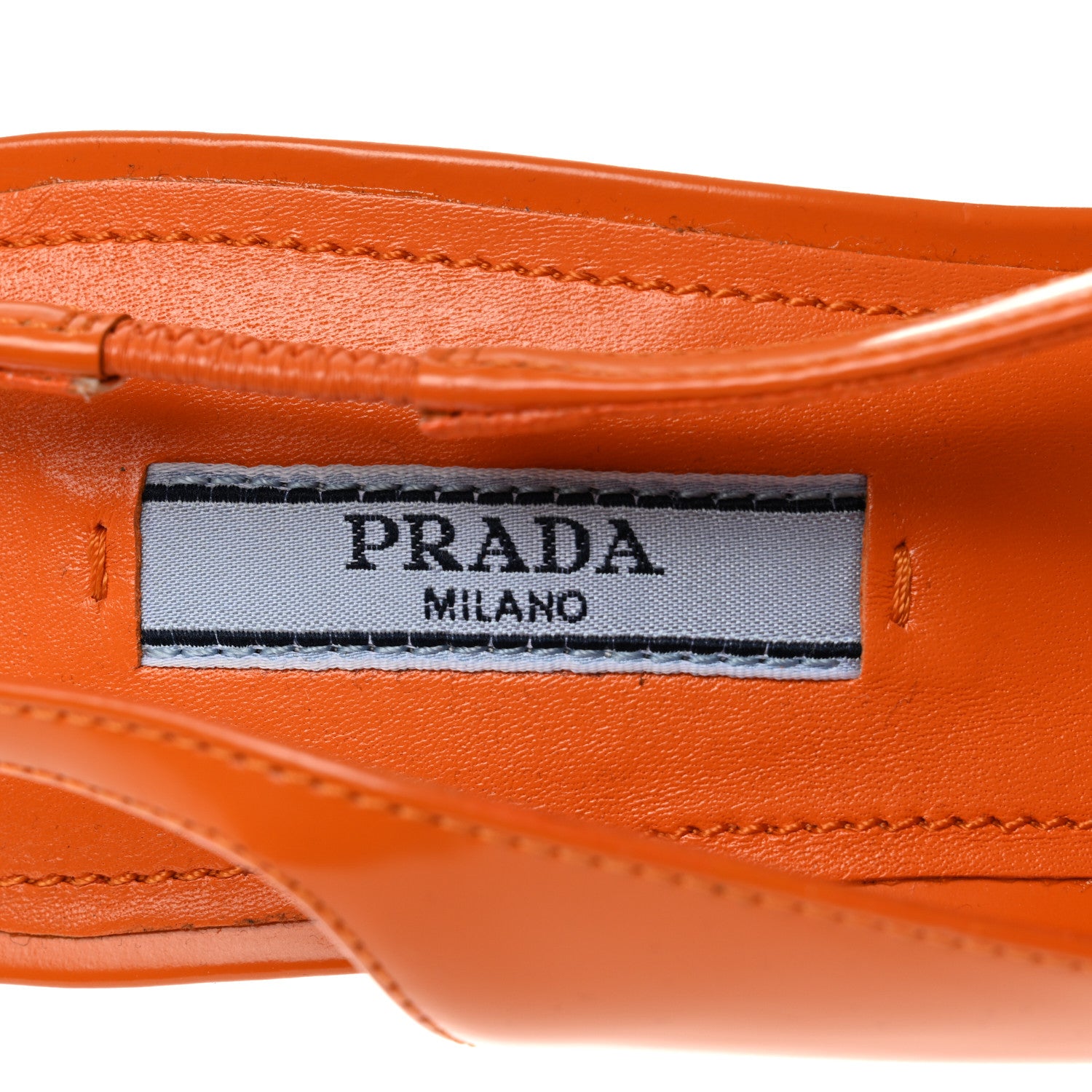 Prada Brushed Calfskin Logo Pointed Toe Slingback Wedges 38 Orange