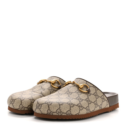 Gucci GG Supreme Monogram Miro Soft Calfskin Womens Horsebit Slippers 36 Beige Ebony New Acero 4 of 11