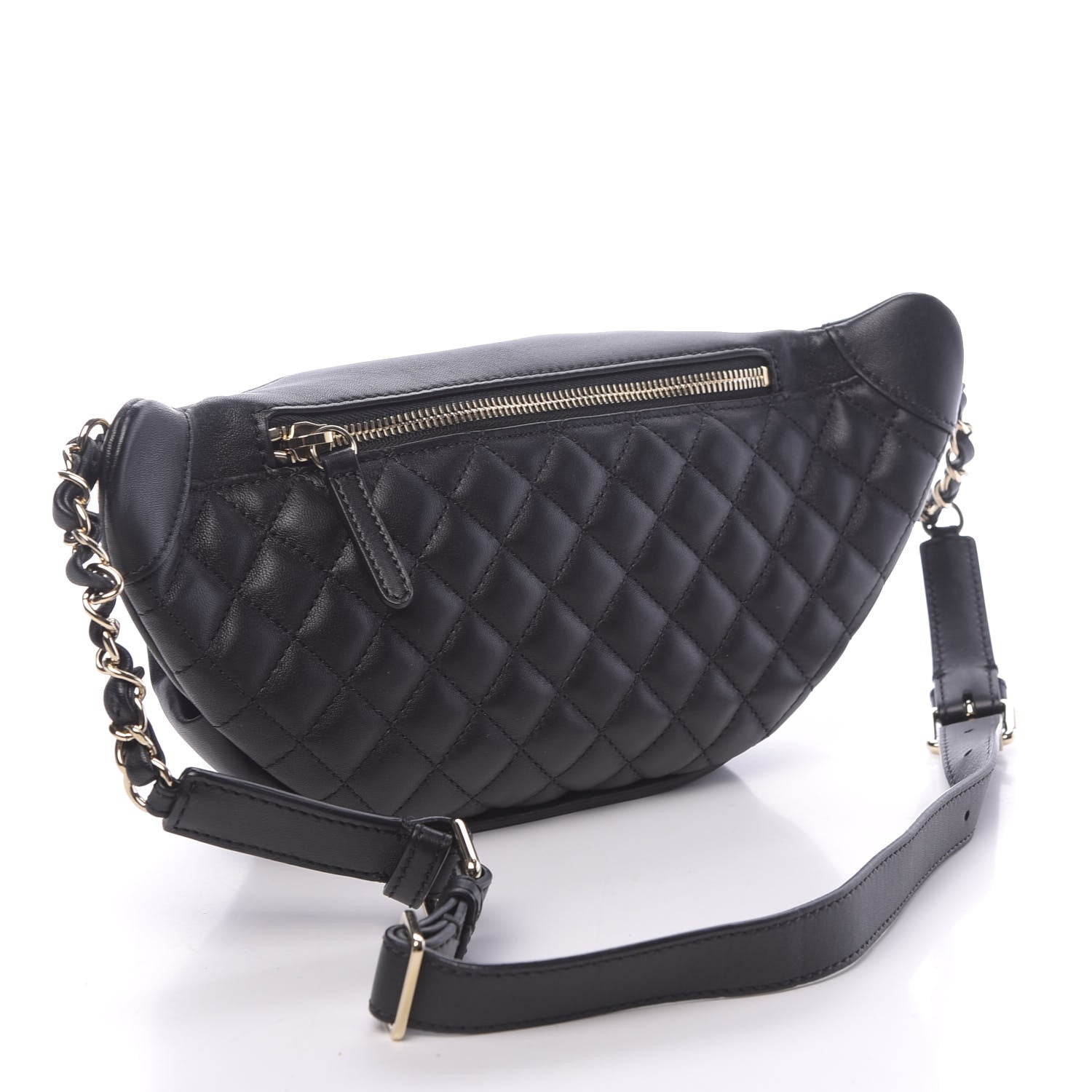 Chanel Lambskin Quilted Waist Bag Fanny Pack Black 3 of 10