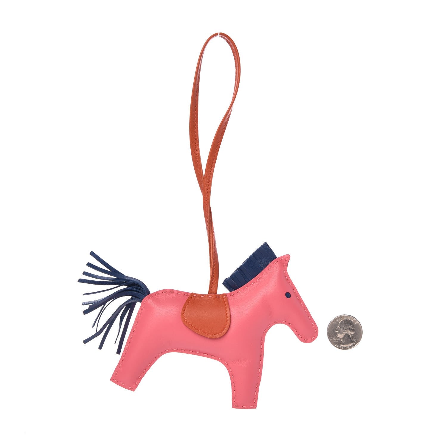 Hermes Milo Lambskin Grigri Rodeo Bag Charm MM Rose Azalee Cornaline Bleu De Malte 2 of 4