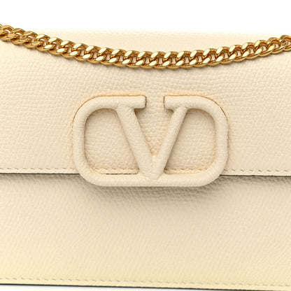 Valentino Garavani Grainy Calfskin Vlogo Wallet On Chain Ivory 7 of 10