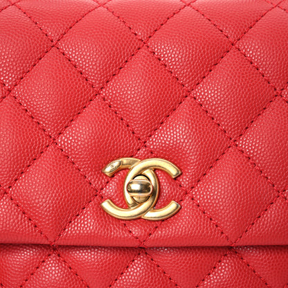 Chanel Caviar Quilted Mini Coco Handle Flap Red 9 of 15