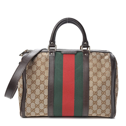 Gucci Monogram Vintage Web Medium Boston Dark Brown 1 of 13