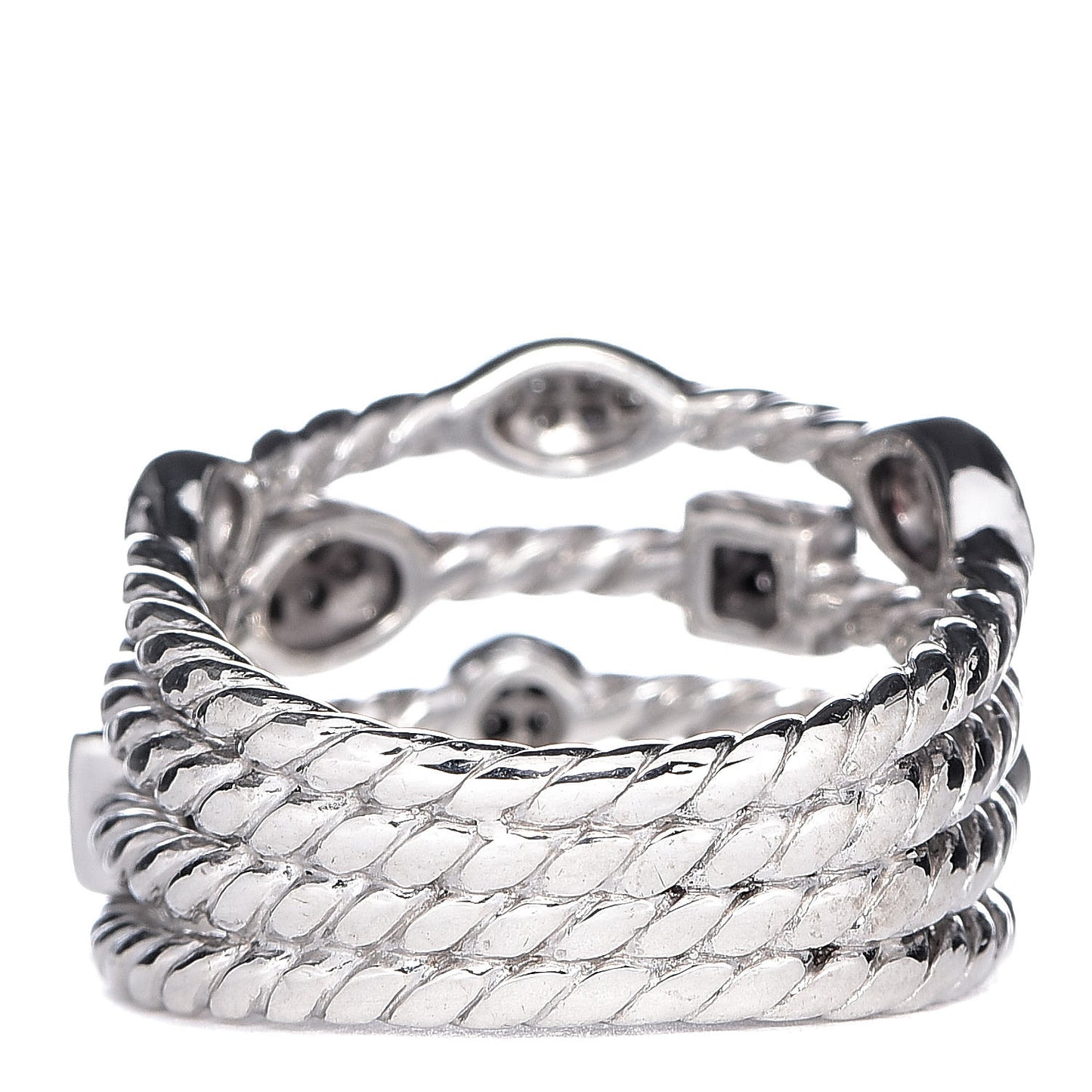 Sterling Silver Diamond Confetti 4 Row Ring 50 5.5