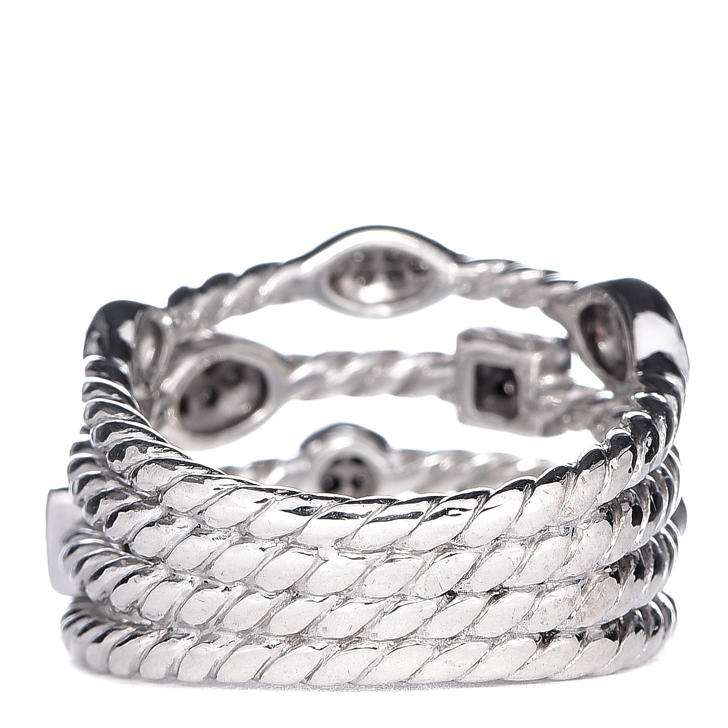 David Yurman Sterling Silver Diamond Confetti 4 Row Ring 50 5.5 4 of 6