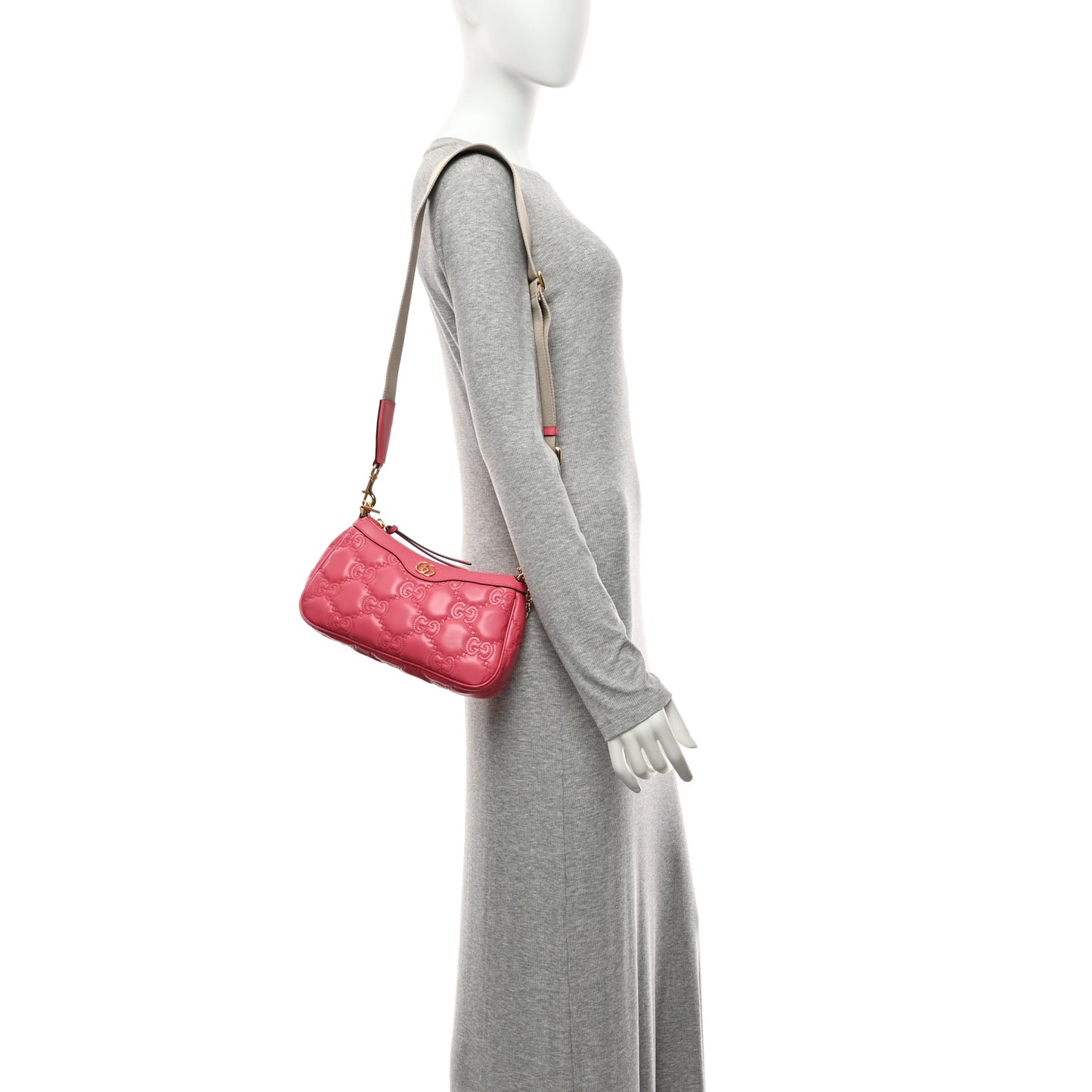 Calfskin GG Matelasse Chain Handbag Rhodamine Pink Natural
