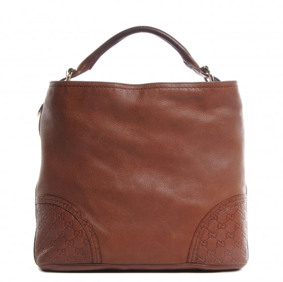 Leather Guccissima Signoria Hobo Brown