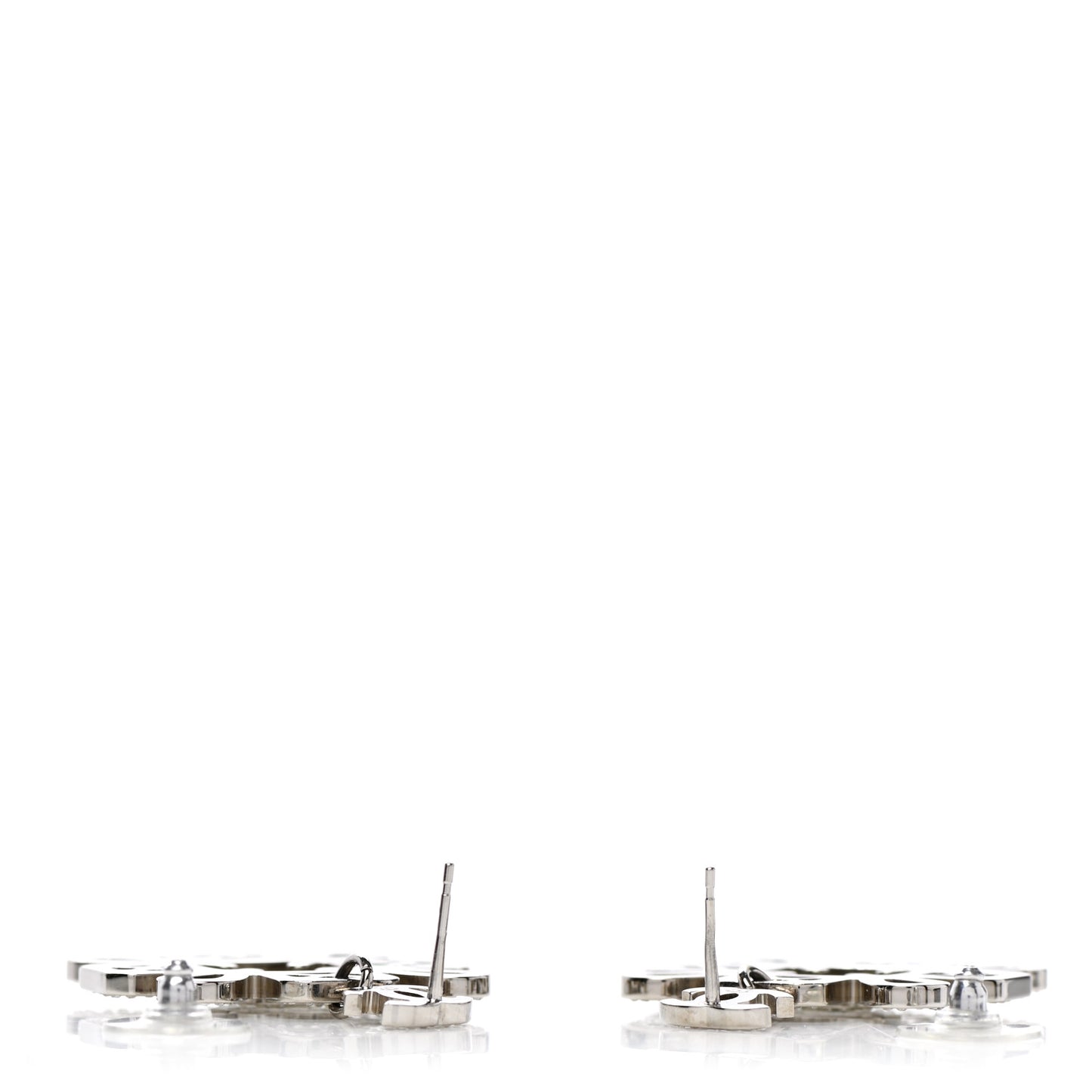 Crystal Strass Cross CC Earrings Silver