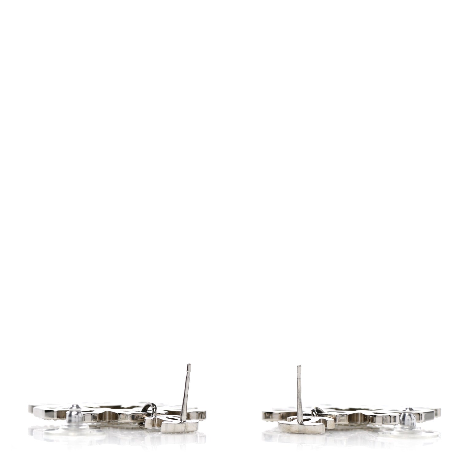 Chanel Crystal Strass Cross CC Earrings Silver 3 of 4