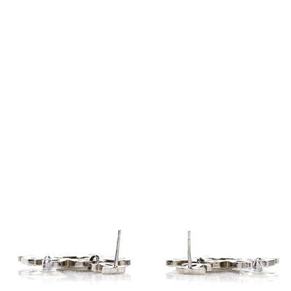 Chanel Crystal Strass Cross CC Earrings Silver 3 of 4