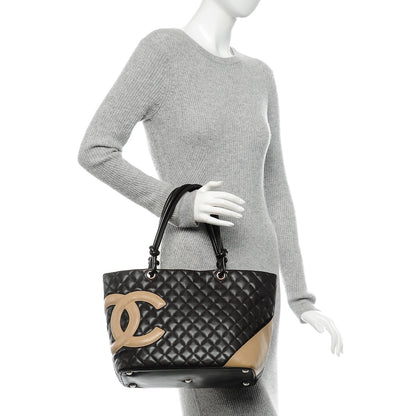 Chanel Calfskin Quilted Large Cambon Tote Brown Beige 2 of 7