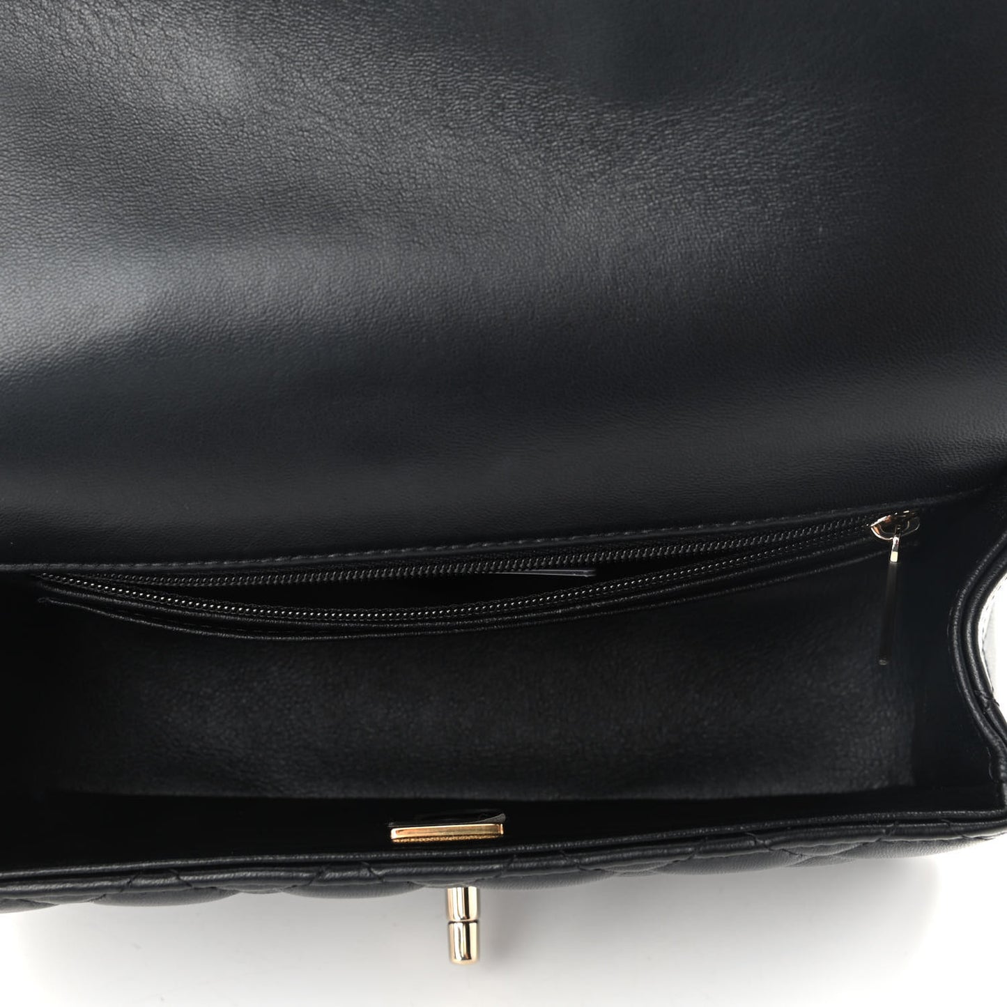 Lambskin Quilted Mini Top Handle Rectangular Flap Black