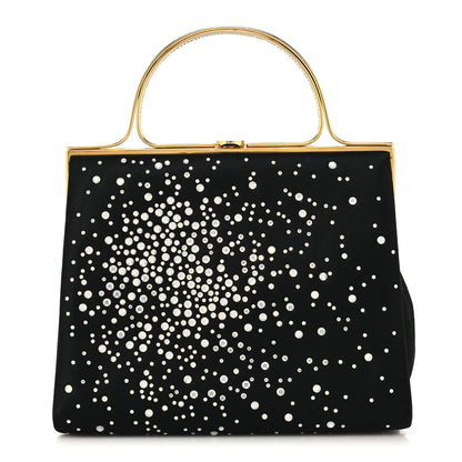 Judith Leiber Crystal Trim Satin Evening Bag Clutch Black 3 of 13