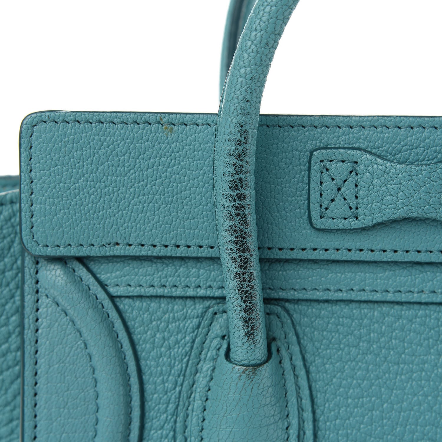 Celine Drummed Calfskin Nano Luggage Celadon 9 of 10