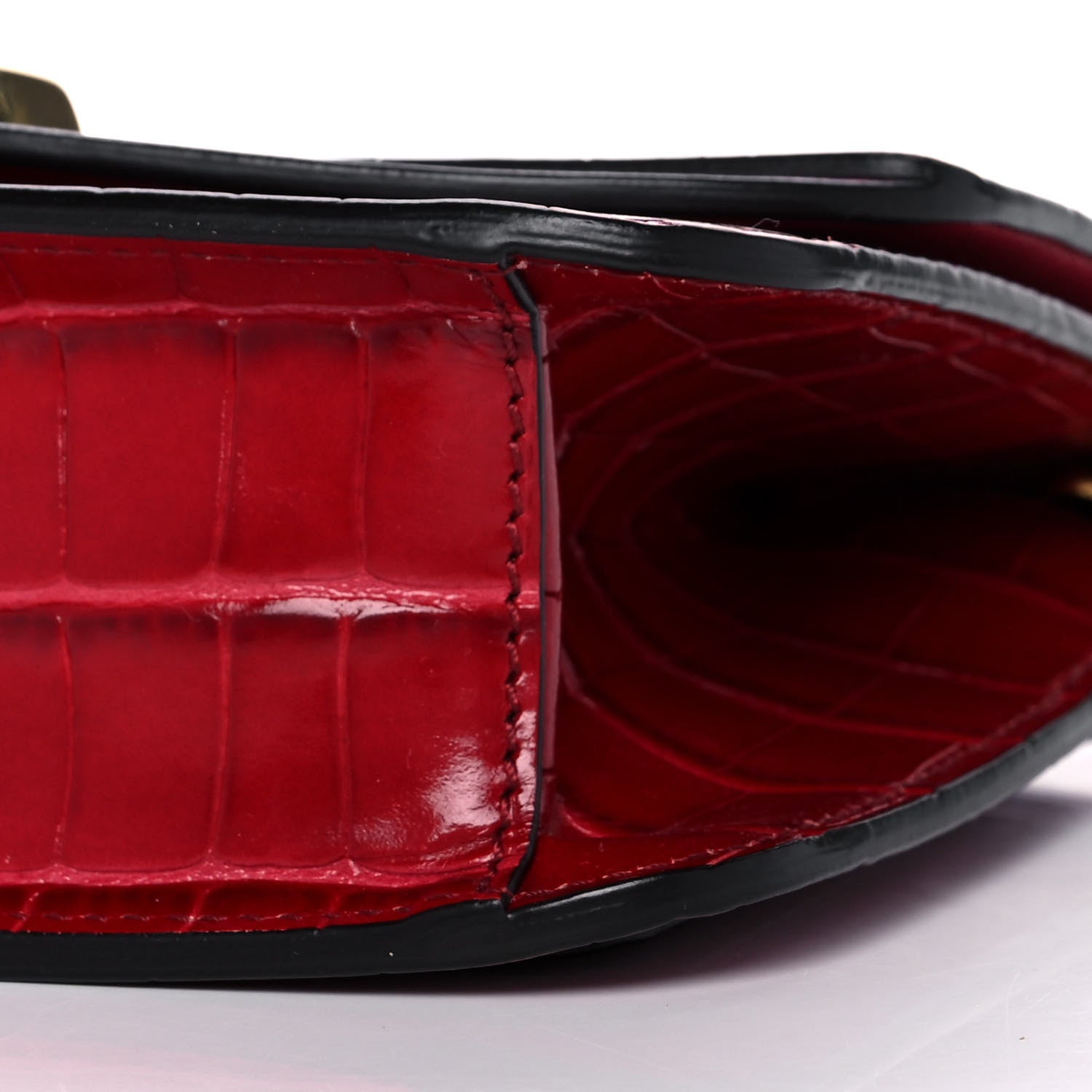 Chloe Calfskin Crocodile Embossed C Clutch With Chain Red 11 of 12