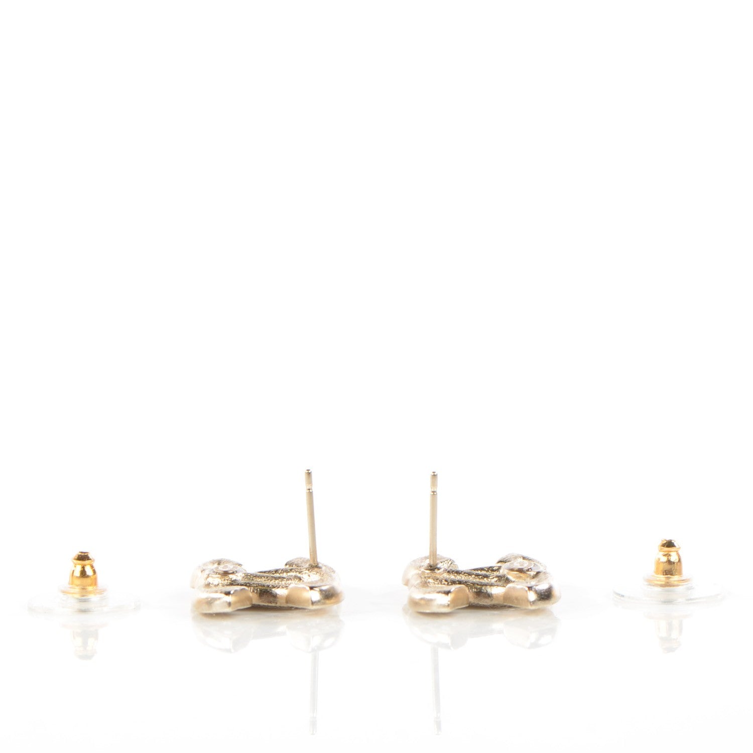 Chanel Crystal Double CC Earrings Light Gold 3 of 4