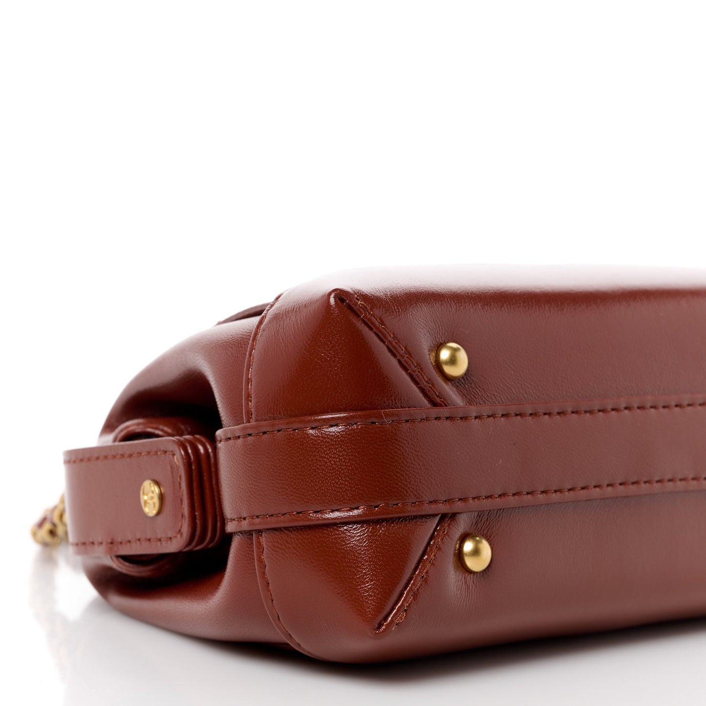 Shiny Lambskin Quilted Mini Cocodoc Top Handle Bag Brown