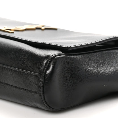 Saint Laurent Smooth Calfskin Suede Small Reversible Monogram Kate Satchel Black 16 of 18