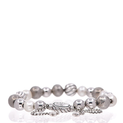 David Yurman Sterling Silver Pearl 9mm Elements Bead Bracelet 3 of 4
