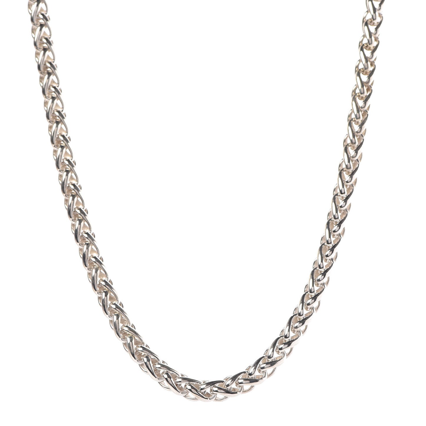 Sterling Silver 14K Yellow Gold 6mm Wheat Chain Necklace