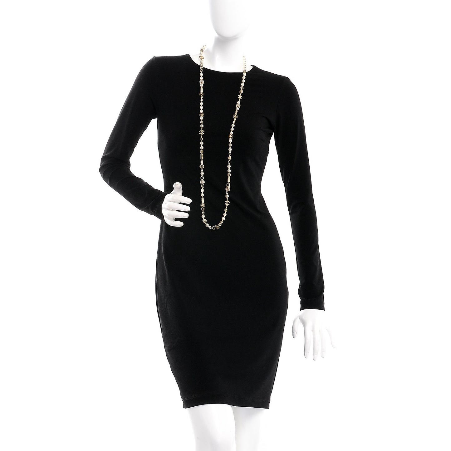Pearl Gripoix Baguette Crystal CC Long Strand Necklace Gold