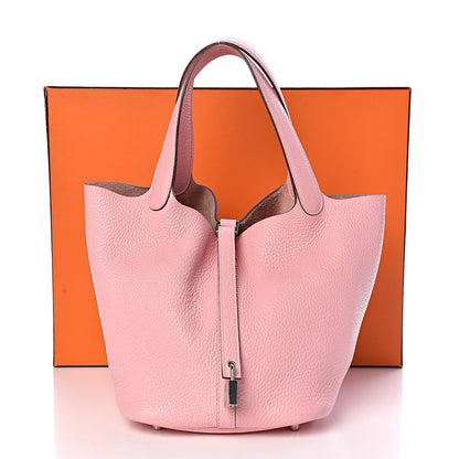 Hermes Taurillon Clemence Picotin Lock 22 MM Rose Sakura 12 of 12