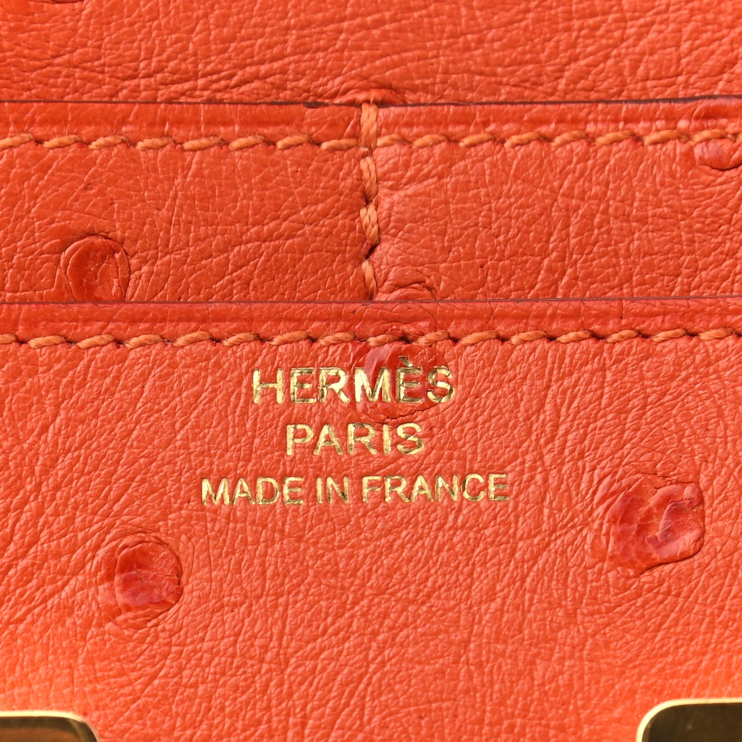 Ostrich Constance Short Wallet Tangerine